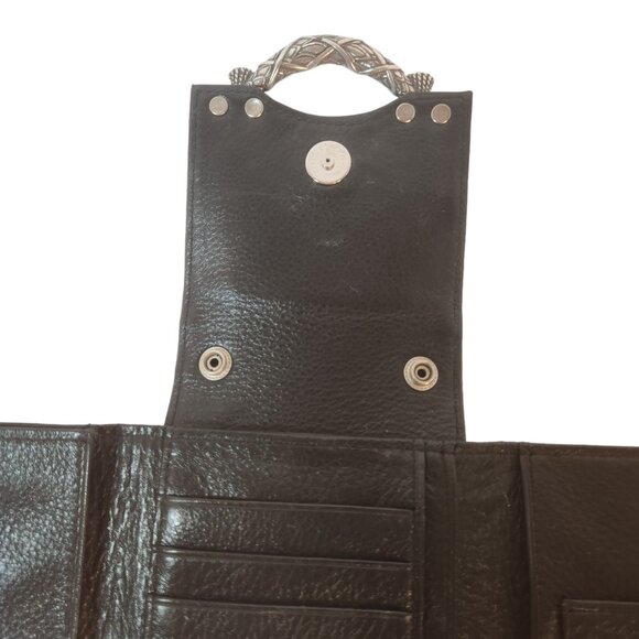 Brighton Vintage Black Leather Reptile Embossed Clutch Wallet Silver Hardware - Picture 13 of 14